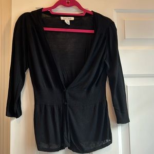 White/Black cardigan sweater S Black 3/4 sleeves V-neck